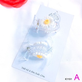Kẹp tóc càng cua, kẹp càng cua hoa cúc trong suốt Orin (K1191 kiểu A 3 răng)