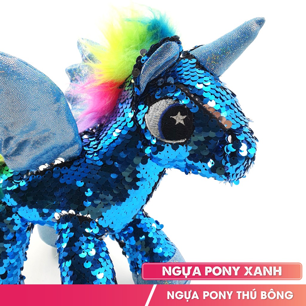 Gấu bông ngựa Pony 25cm lấp lánh, thú nhồi bông nhập khẩu