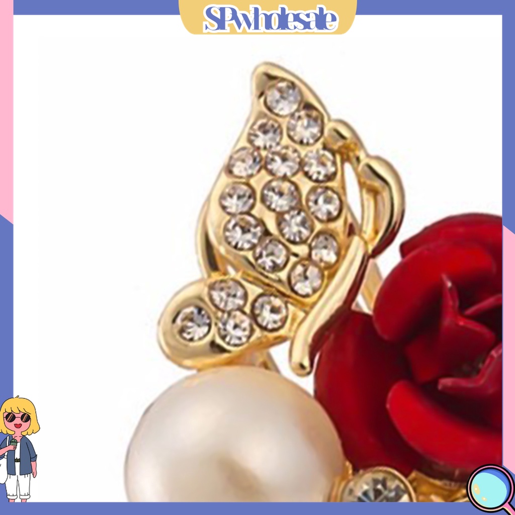 [SPwholesale] Khuyên tai hình hoa hồng đính ngọc trai thời trang dành cho nữ