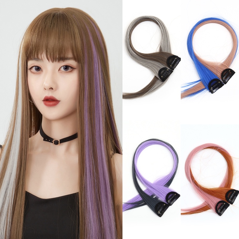 Tép tóc giả kiểu thẳng dài màu gradient thời trang Hàn Quốc