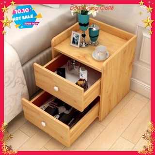 Kệ sách gỗ để đầu giường, kệ gỗ đựng mỹ phẩm 2 tầng