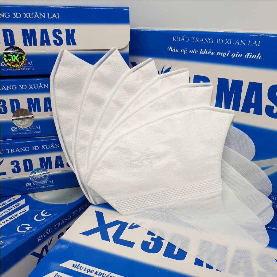 [CHÍNH HÃNG] Khẩu trang 3D Mask Xuân Lai ( vỏ hộp đen New 2021 ) 3 lớp công nghệ Nhật Bản ( 50 cái/ Hộp )