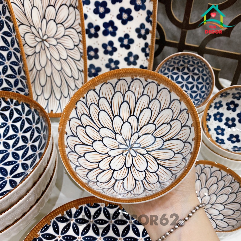 Bát Đĩa Decor  Chén Dĩa Dễ Thương  Đĩa Sứ Bát Tô Ăn Cơm Chén Sứ Đẹp MÂY NHẬT H1