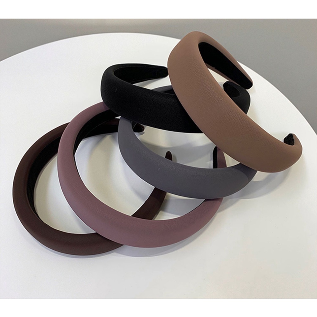 Băng đô bản rộng 3cm bằng da PU thời trang dành cho nữ