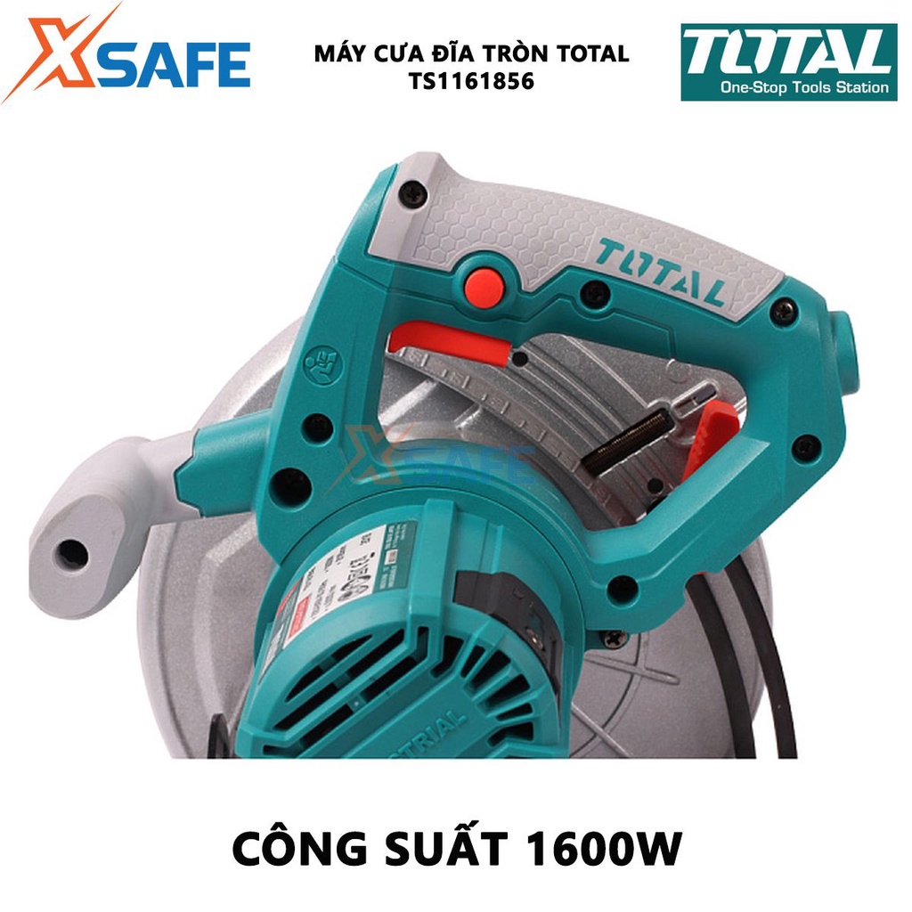 Máy cưa đĩa tròn TOTAL TS1161856 công suất 1600W, tốc độ không tải 5000 rpm, đường kính lưỡi cưa 185mm - chính hãng