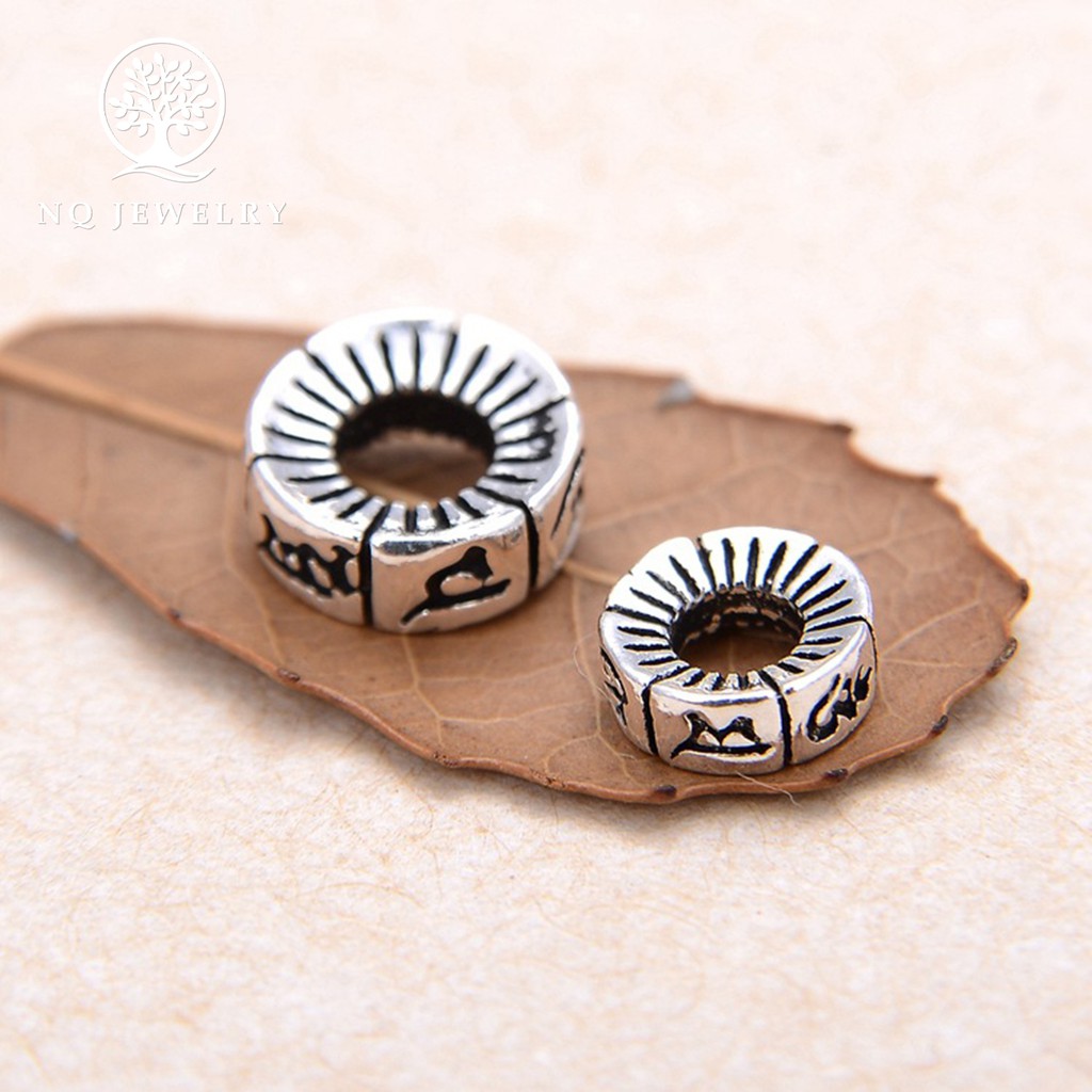 Charm bạc chặn hạt lục tự minh chú - NQ Jewelry