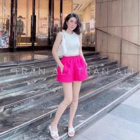 Quần đùi nữ tacta cạp chun, dáng short ống rộng phồng sooc cạp cao có túi 2 bên trẻ trung nhiều màu Xiao shop xiao shop