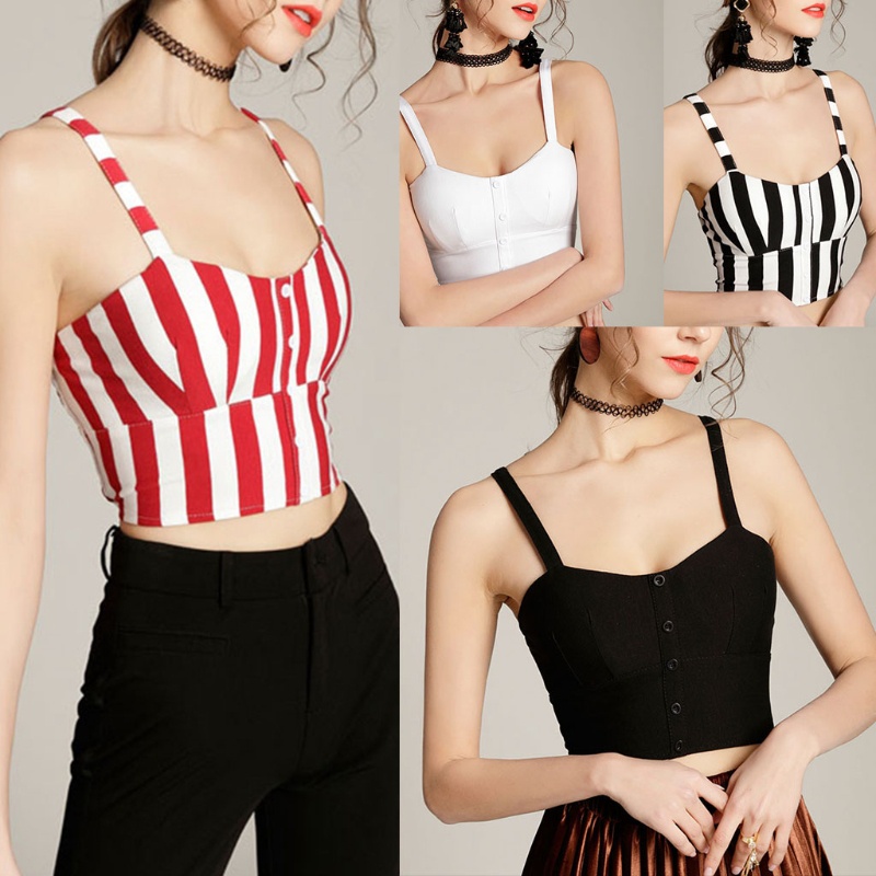 Xiangbao Áo Tank Top Hai Dây Cài Nút Màu Trơn Gợi Cảm Cho Nữ