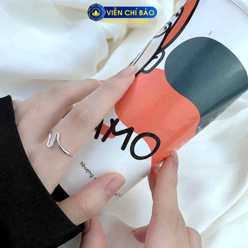 Nhẫn bạc nữ sóng đính đá chất liệu bạc 925 thời trang phụ kiện trang sức Viễn Chí Bảo N400236