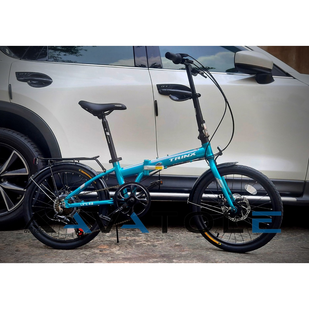 Xe đạp gấp TrinX Life 2.0, Khung sườn TrinX Alloy 20"X283mm, Trọng lượng 13kg, Bộ truyền động Shimano, Màu Xám Lục Lam