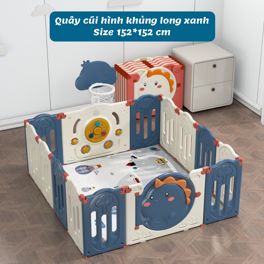 Bộ quây 9BABY cũi gấp gọn hình khủng long cho bé