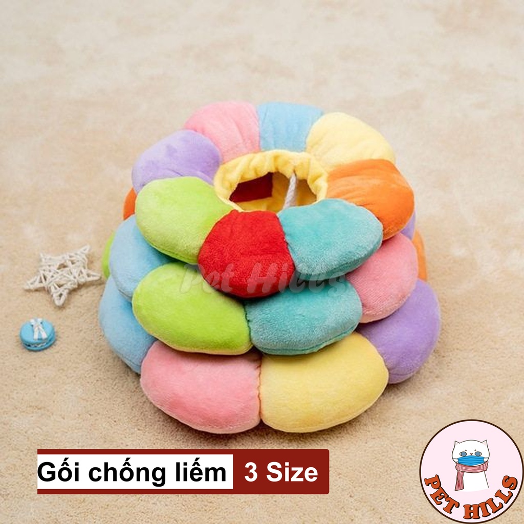 Vòng chống liếm cầu vồng cho mèo siêu đáng yêu - Gối chống liếm cho thú cưng