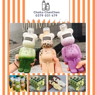 Chai nhựa gấu hot trend đựng kẹo, đựng trà sữa siêu đẹp kèm nắp f38