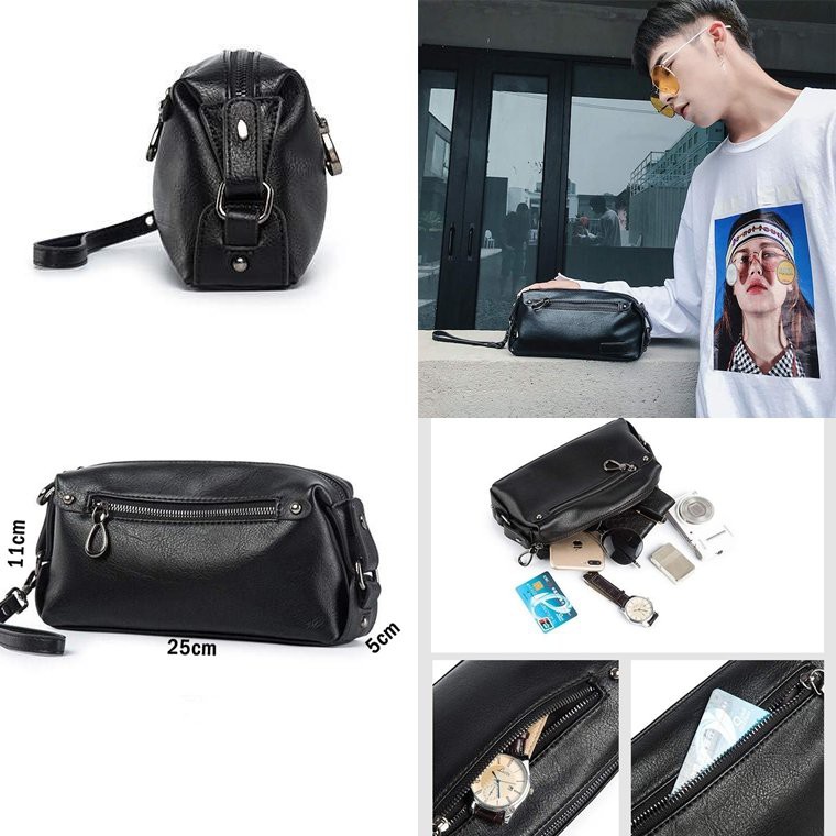 Túi cầm tay Unisex W2P 7750 chất da PU cao cấp chống thấm nước chống bào mòn Ulzzang