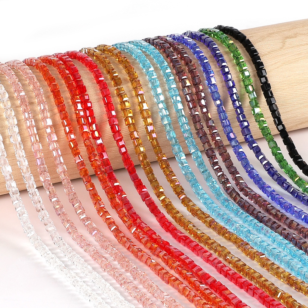 Set 50 Hạt Thủy Tinh Vuông 6mm Tự Làm Trang Sức