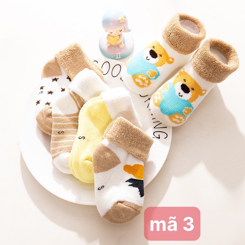 Sét 5 đôi tất len xù cho bé, tất cho be từ sơ sinh đến 3 tuổi