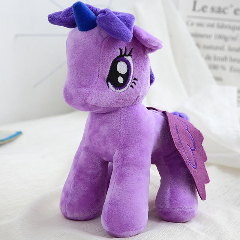 Thú Nhồi Bông Hình Con Ngựa Pony Màu Cầu Vồng Mềm 25cm