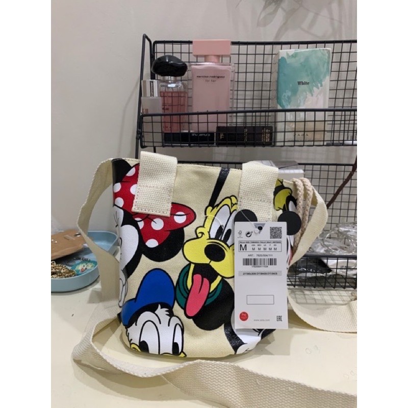 Túi Canvas zara in hình chuột mickey TQXK, HÀNG CÓ SẴN