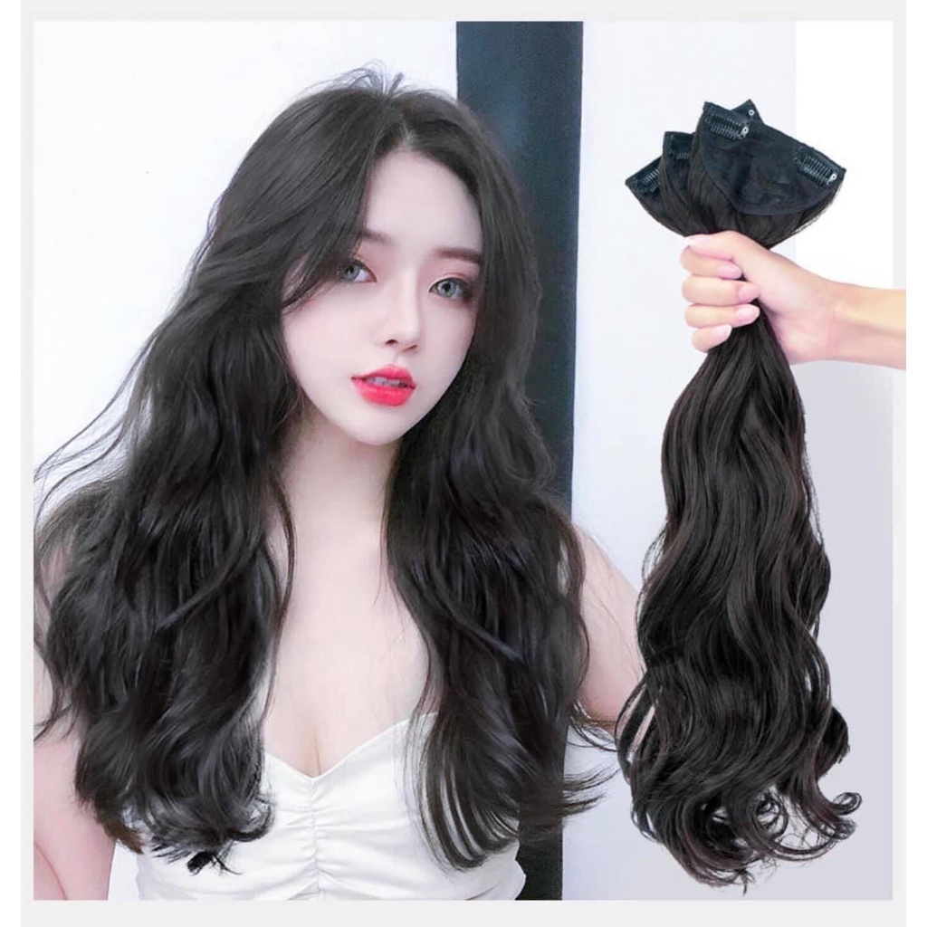 Phím 3 dãy tóc giả nối dài và phồng chân tóc dài 60cm, tặng dưỡng