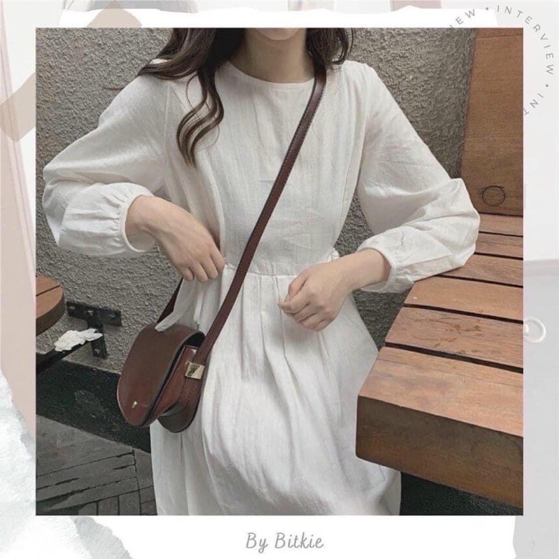 Váy suông trơn dáng dài thắt nơ eo phong cách Hàn Quốc Đầm babydoll sang trọng | BigBuy360 - bigbuy360.vn