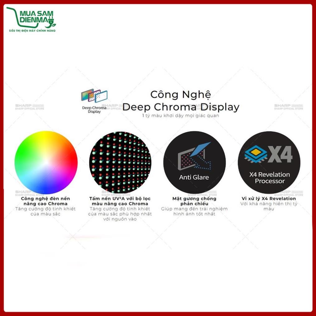 TV Sharp 50inch 4T-C50DK1X LED 4K Ultra HD Hàng Malaysia, Android 11.0 Google Play Netflix Tìm Kiếm Giọng Nói