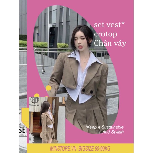 ẢNH THẬT (60-90kg) Bigsize Minstore.vn Set vest váy SET516