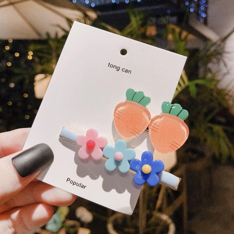 Set 2 Kẹp Tóc bé gái - Kẹp tóc Hoa Quả KAWAII Trái Cây Dễ Thương phong cách Hàn Quốc cho bé