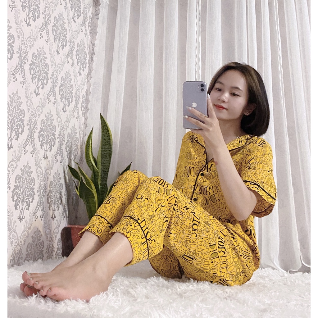 Đồ Bộ Pijama Dài - Bộ Lụa Sam mango Tay ngắn Quần dài họa tiết cao cấp [ FREE SHIP ]