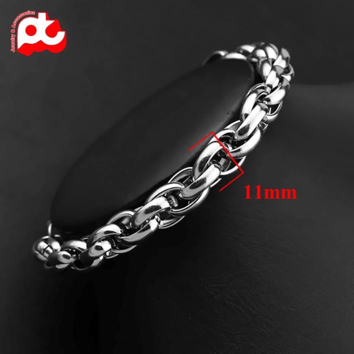 Lắc tay nam cao cấp rẻ đẹp kiểu bông dừa thời trang titan thép không gỉ PT JEWELRY cỡ 11mm màu trắng PTLTNA18