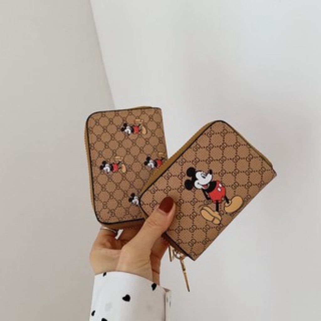 Ví Mini Cầm Tay Nữ In Hình Mickey 3 Màu Hot Nhất Năm Nhiều Ngăn Tiện Dụng