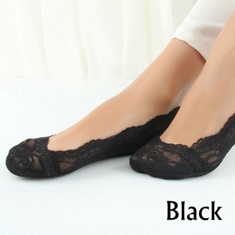 Vớ ren chống trượt tiện dụng có hai màu kem và be