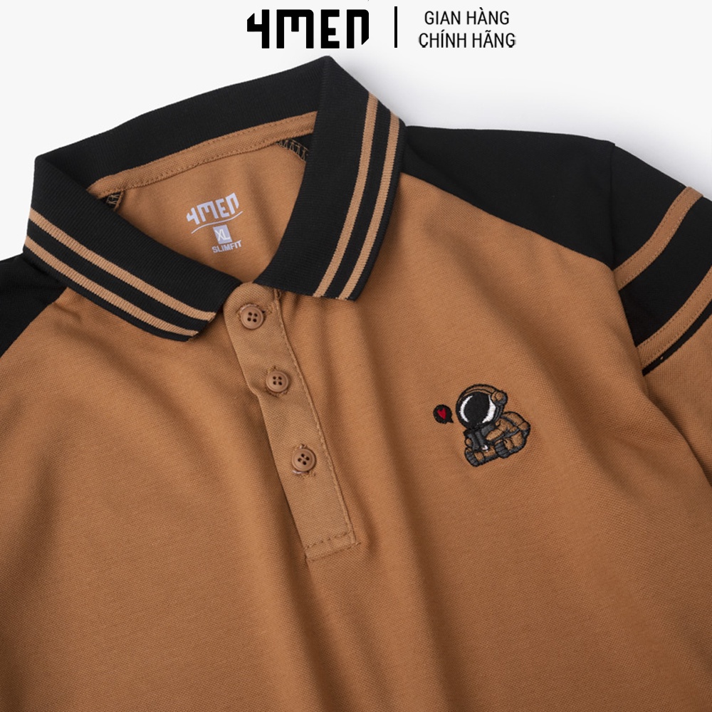 Áo Polo Slimfit Phi Hành Gia 4MEN PO078 cổ bẻ tay ngắn, vải cá sấu dày dặn, mềm mại và co giãn tốt