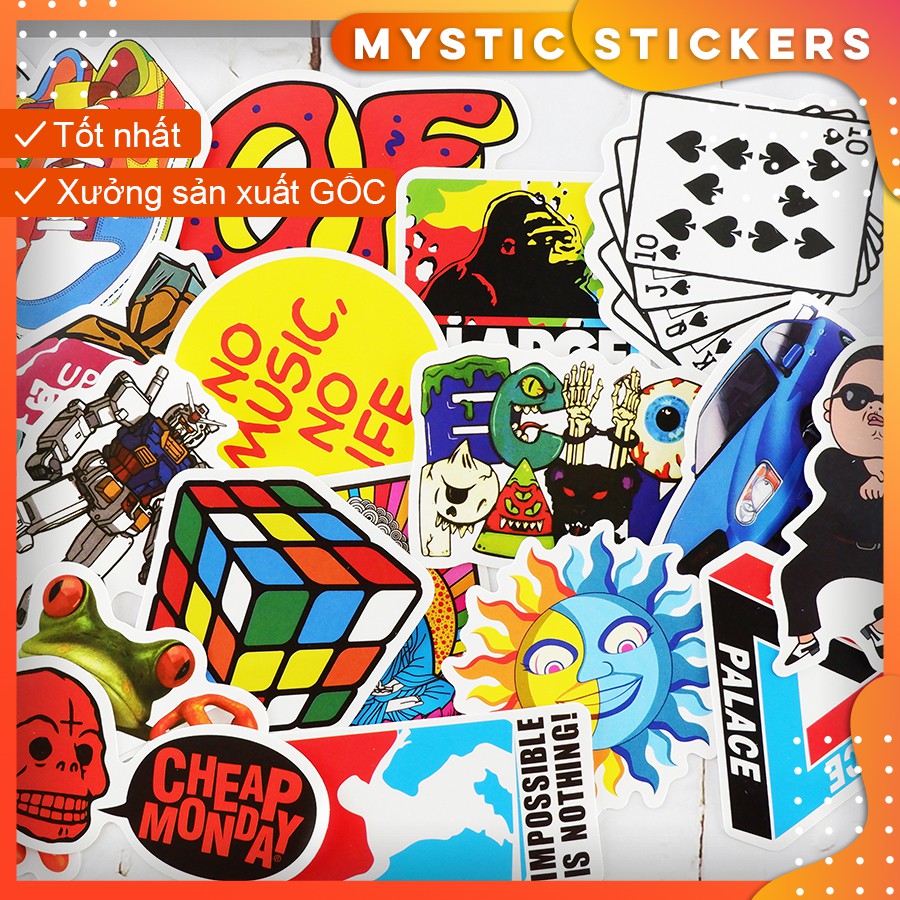 [SET TỔNG HỢP #8] 100 Sticker chống nước/ trang trí, set mix ,dán xe laptop mũ bảo hiểm vali...