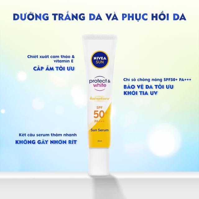 Bộ đôi tinh chất chống nắng và dưỡng trắng Nivea SFP50+ PA+++ (30ml/chai) - 86016