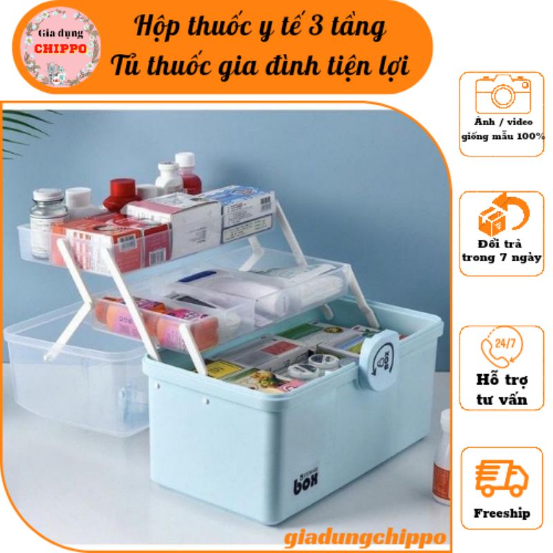 Hộp đựng thuốc y tế cứu thương 3 tầng tiện Dụng Cho Gia Đình _ tủ thuốc gia đình