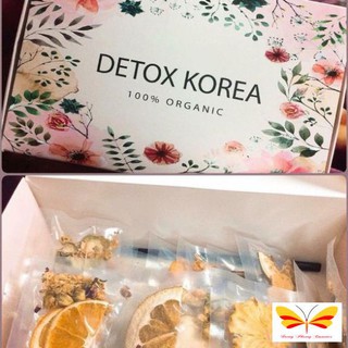 Hộp 30 Set Gói Trà Detox hoa quả sấy khô giảm cân, DETOX KOREA (ảnh thật) - Tặng bình Pongdang 600ML