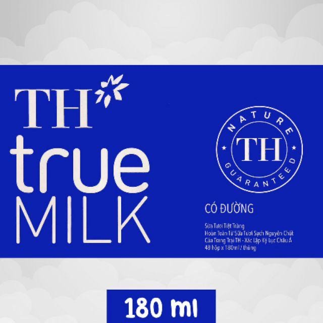 Sữa TH True Milk - Hộp to 180ml - Có đường - Ít Đường - Nguyên chất  Hàng date dài (Nguyên thùng 48 hộp)