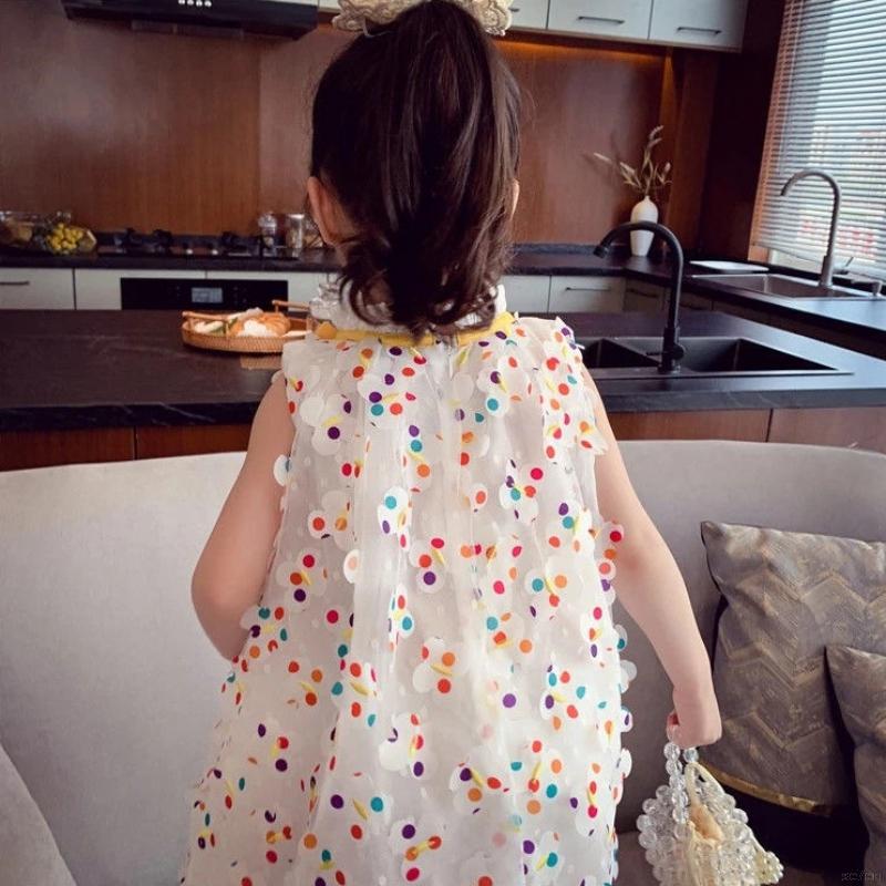 Đầm Sát Nách Phối Lưới Xinh Cho Bé Gái 1-6 Tuổi