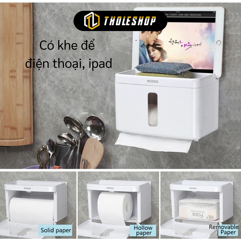 Hộp Đựng Giấy Vệ Sinh - Hộp Đựng Giấy Dán Tường Ecoco Đa Năng Để Đồ Dùng, Điện Thoại 8263