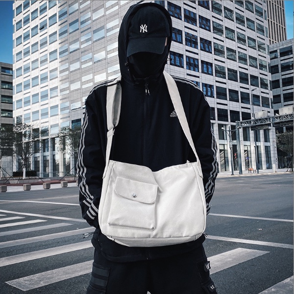 Túi đeo chéo vải canvas nữ unisex ulzzang basic trơn Hàn Quốc siêu xinh đi học đi chơi