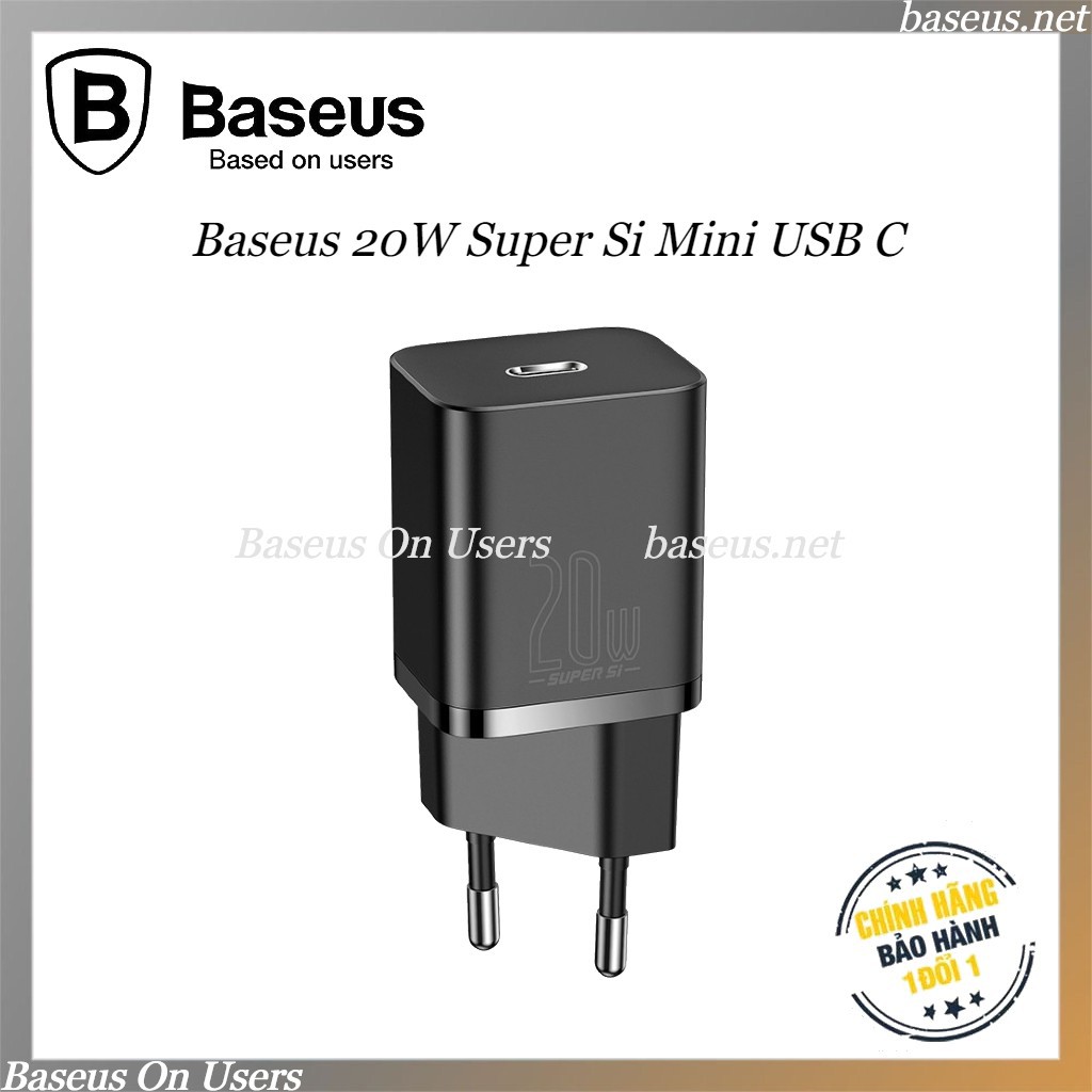 Củ Sạc PD 20W Baseus Super Si Type C - Hỗ Trợ Sạc Nhanh QC3.0 - Kích Thước Nhỏ Gọn Cho Android / iPhone 12 Pro Max