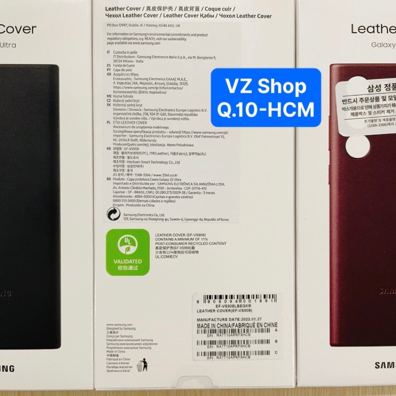 Chính hãng nguyên seal-Ốp lưng da Leather Cover cho Samsung Galaxy S22 Ultra