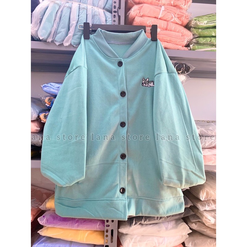 [Video Thật]Áo Khoác Nỉ Cardigan Ulzzang Thêu Cún Cực Xinh Form Rộng 39-70kg