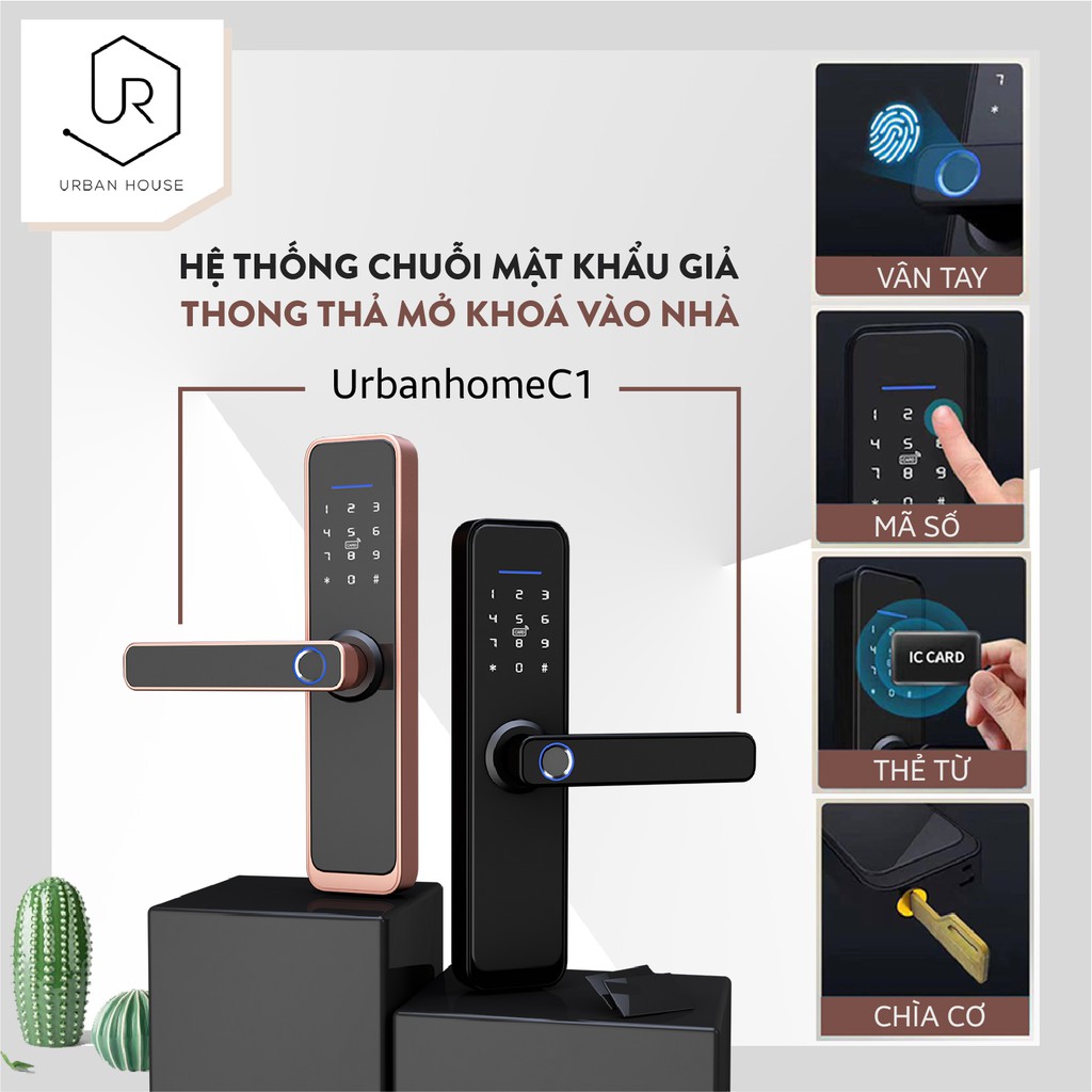 khoá thông minh Airbnb/Homestay/Apartment UrbanHome-C1 + kết nối Wifi (Giao diện tiếng việt APP IOS/