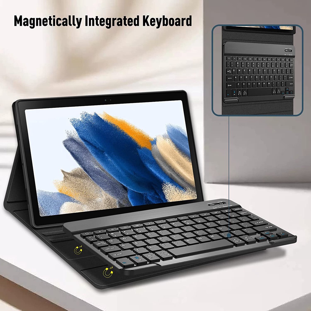 Bao Da Nắp Gập Từ Tính Kèm Bàn Phím Bluetooth Cho Samsung Tab A8 10.5 2022 Galaxy Tab A7 Lite/Tab S6 Lite/Tab S8/S7 11/Tab S5e/Tab S6