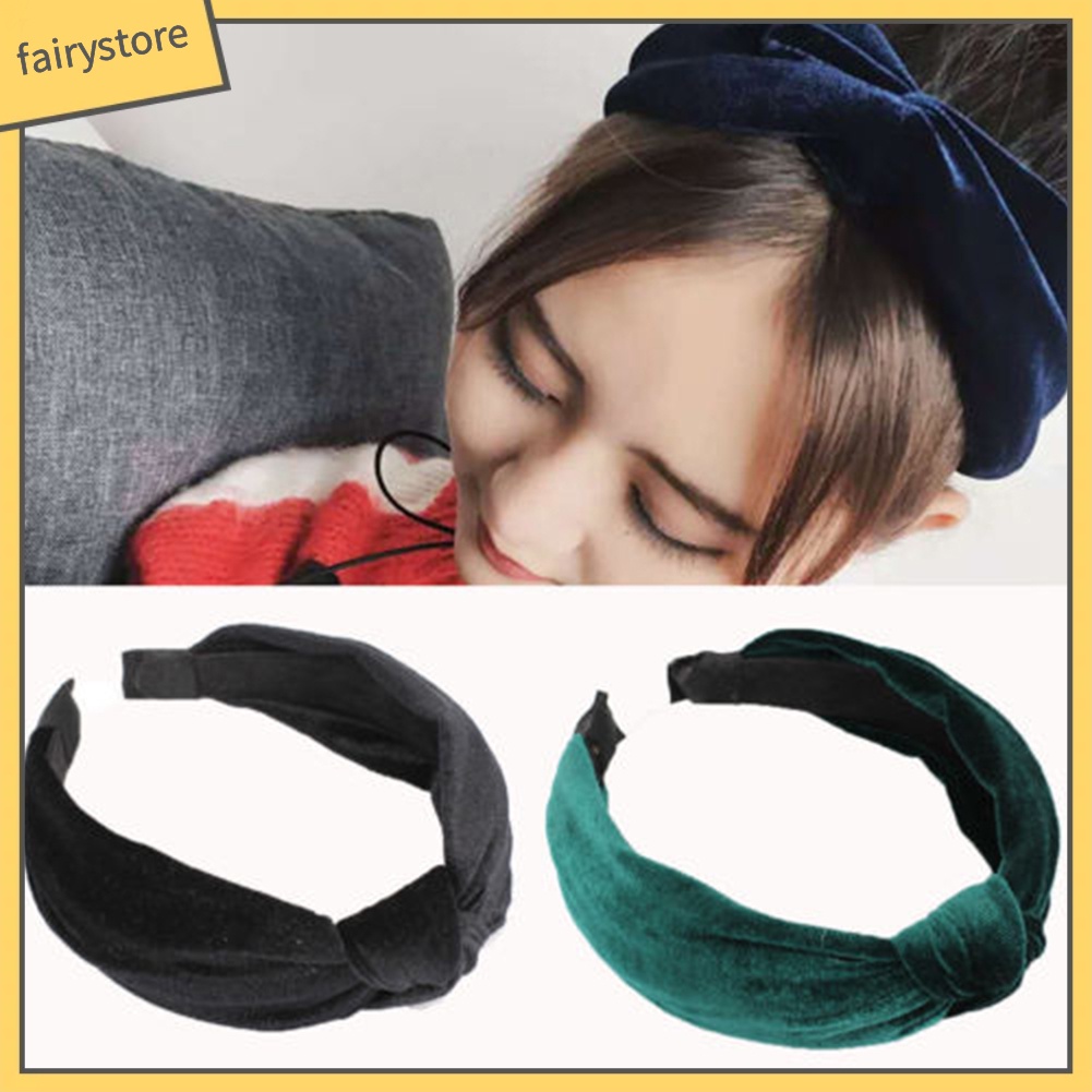 Cài tóc nhựa bọc nhung lông kiểu thắt nút thời trang cho nữ