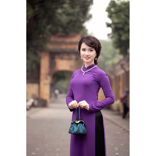 Áo dài Tím Huế 2tà Đơn