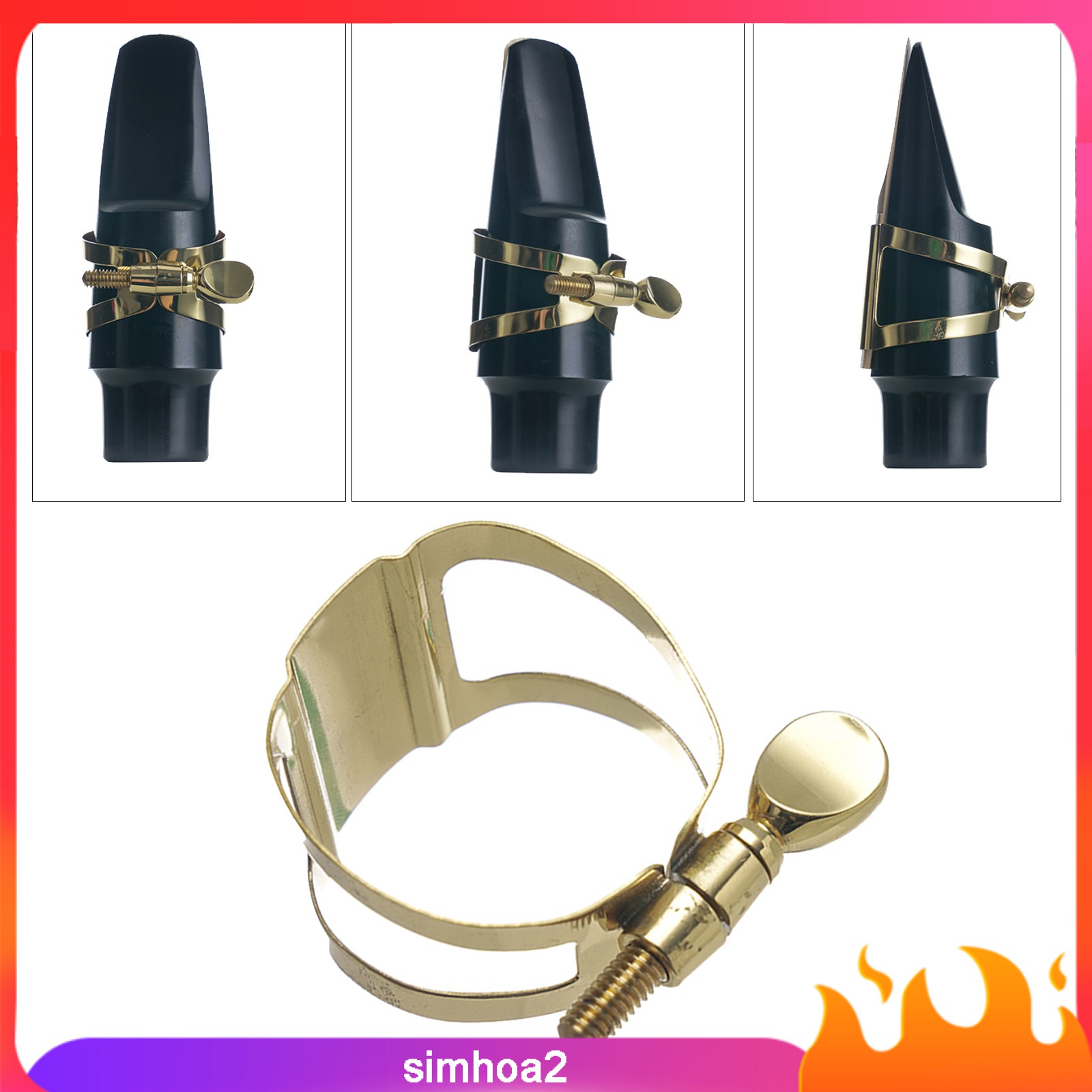 Prof Gold Plated Saxophone Sax Mouthpiece Zinc Alloy Ligature Tenor