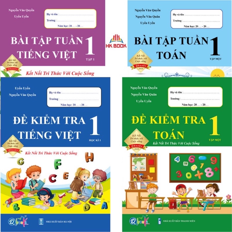 Sách - Combo Bài Tập Tuần và Đề Kiểm Tra Toán Tiếng Việt 1  Kết nối tri thức với cuộc sống  Học Kì 1 (4 cuốn)