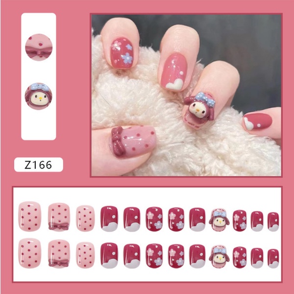 Z151-Z200 Set 24 Móng Tay Giả Đính Đá Phong Cách Pháp